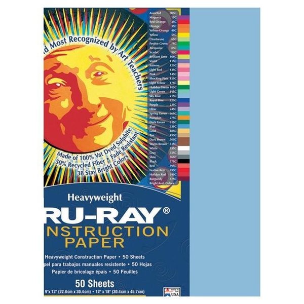 Tru-Ray Tru-Ray 055239 Sulphite Acid-Free Non-Toxic Construction Paper; Sky Blue; Pack 50 55239